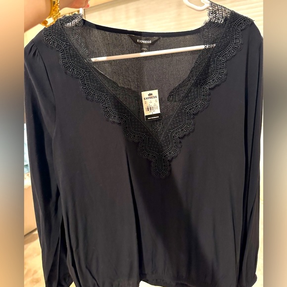 NWT EXPRESS lace combo Long Sleeve shirt S - Picture 1 of 7